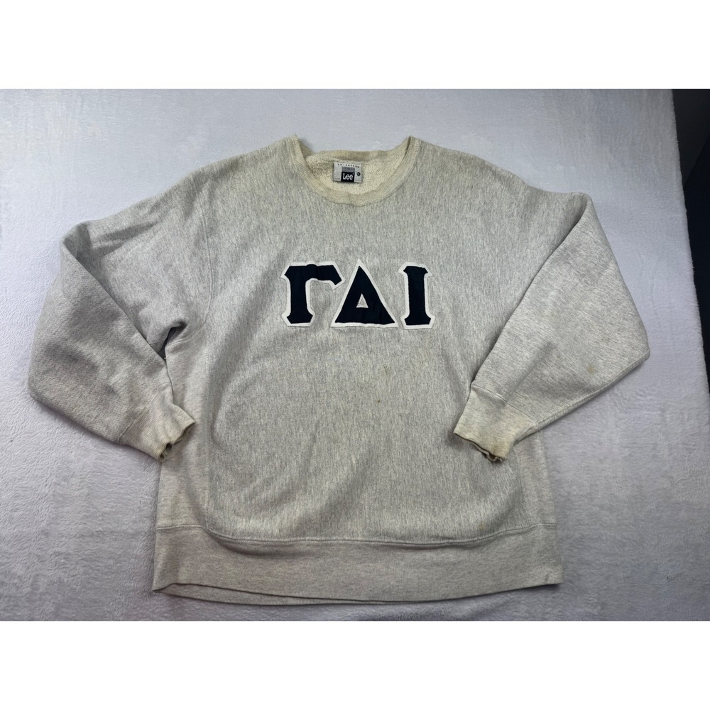 Vintage‎ Lee Cross Grain Sweatshirt XL GDI Greek thrashed 90s Gamma Delta Iota